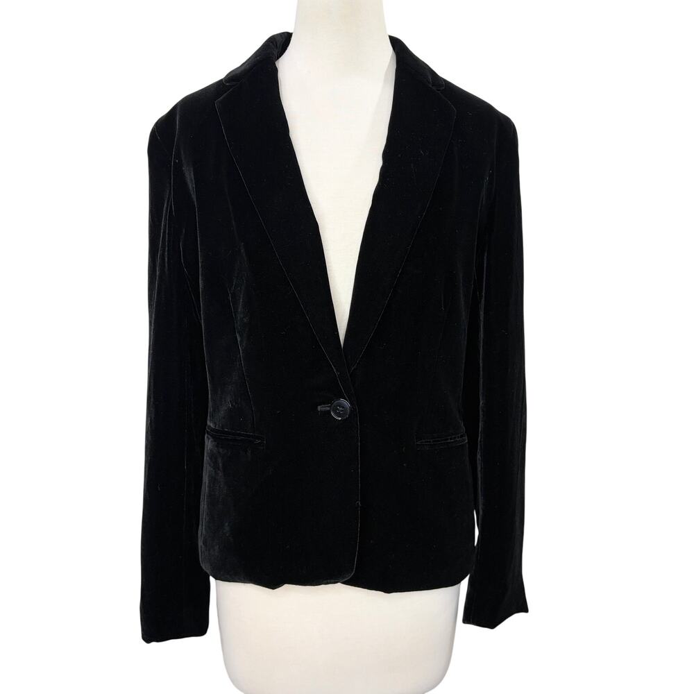 Lauren Ralph Lauren Size 6 Velvet Blazer Silk Blend Black Jacket Holiday Formal
